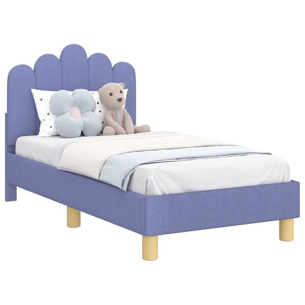 vidaXL Kuni 3-aastase voodi raam koos peatoega peaga Jeans sinine