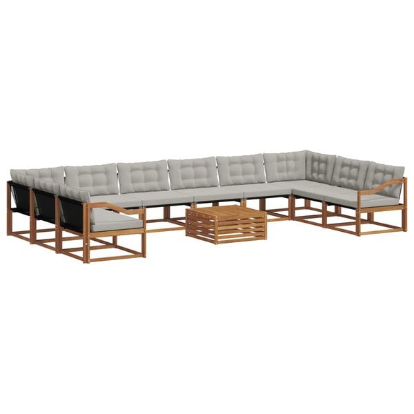 vidaXL V&auml;li diivanikomplekt padjaga 11 pcs Looduslik ja Hele Hall