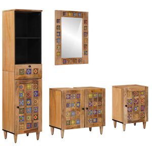 vidaXL Vannitoa m&ouml;&ouml;bleset sahtliga 4 pcs Neutraalne Tugev mango puu