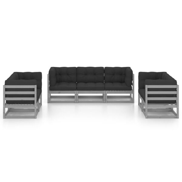 vidaXL 7-osaline aiadiivanikomplekt patjadega, männipuit