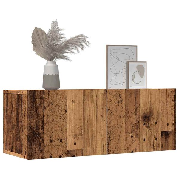 vidaXL 2-osaline seinale paigaldatav telerikapi komplekt Vana puit