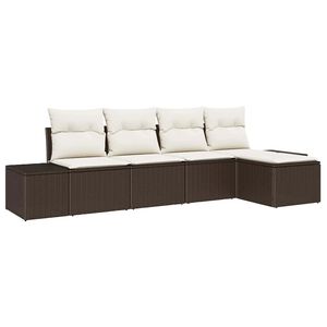 vidaXL Aia Diivanikomplekt padjaga 5 pcs Pruun ja kreem pol&uuml;rotang