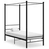 vidaXL baldahhiiniga voodiraam, must, metall, 90 x 200 cm
