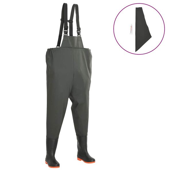 vidaXL kalamehepüksid saabastega, rohelised, suurus 42