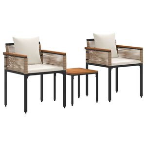 vidaXL V&auml;lis m&ouml;&ouml;bli komplekt padjaga 3 pcs Bež ja koorevalge PE rattan