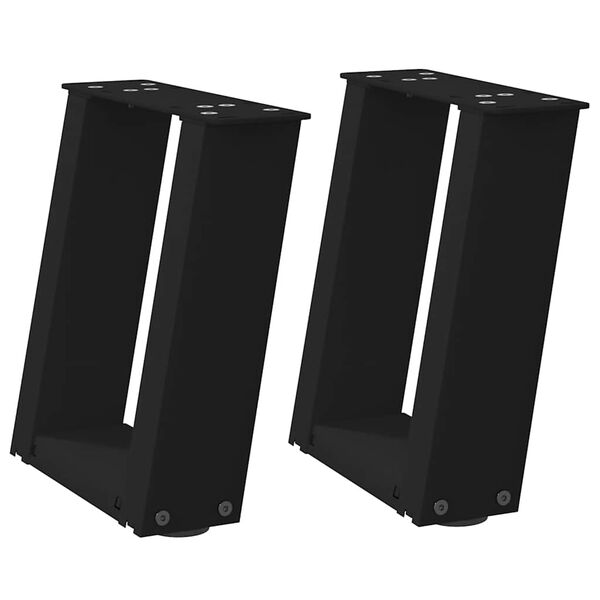 vidaXL kohvilaua jalad U-kujulised 2 tk mustad 30 x (30-31) cm terasest