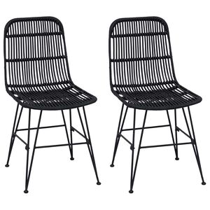 vidaXL S&ouml;&ouml;gitool 2 pcs Must 41 x 55 x 85 cm Rattan ja teras