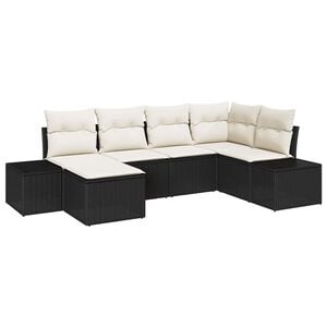 vidaXL Aia Diivanikomplekt padjaga 6 pcs Must ja kreem pol&uuml;rotang