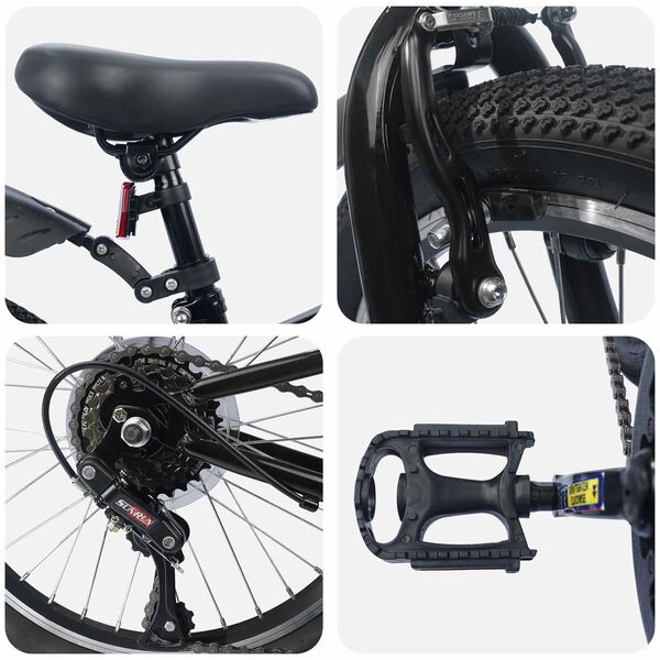 vidaXL Laste Bike 20 Tolli 6-Speed vanuses 6-11 aastat Must