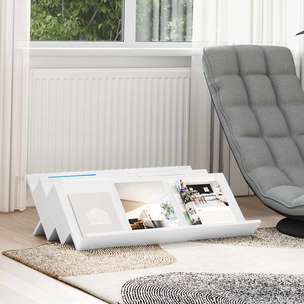 vidaXL Ajakirja riiul riiuliga Valge 90 x 53 x 28,5 cm Tehispuit