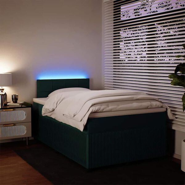 vidaXL kontinentaalvoodi madratsiga, tumeroheline, 120 x 190 cm, samet