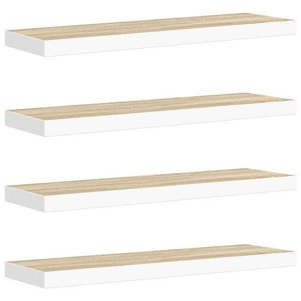 vidaXL seinariiulid, 4 tk, tamm ja valge, 80 x 23,5 x 3,8 cm MDF