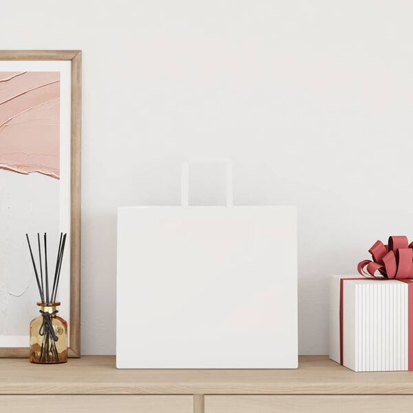 vidaXL paberkotid, 50 tk, käepidemetega, valge, 32x22x28 cm