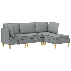vidaXL Elutoa m&ouml;&ouml;bliseade padjaga ladustamisega 4 pcs Helehall kangas
