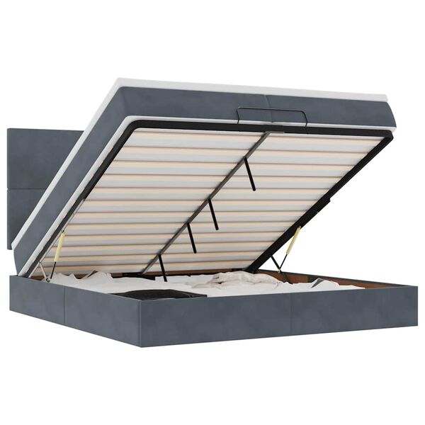 vidaXL Ottomani voodiraam madratsitega, tumehall, 200x200 cm, samet