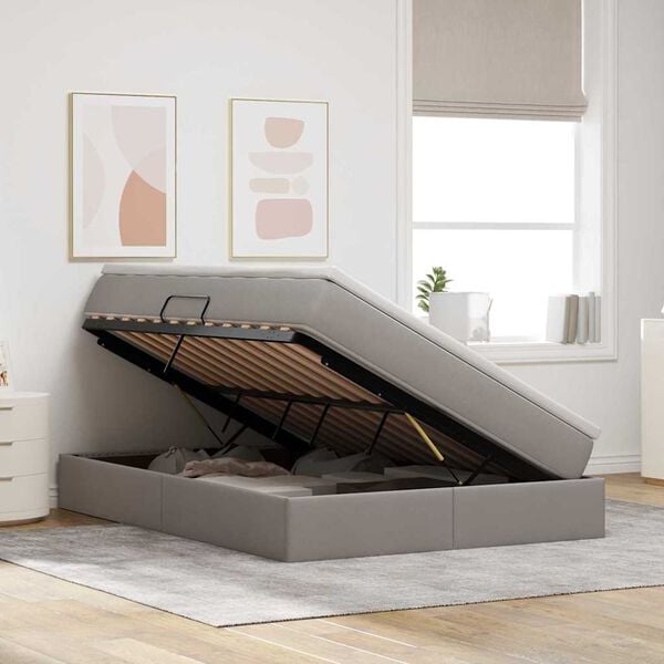 vidaXL Voodi hoiukohaga ja madratsiga Pruunikashall 140 x 200 cm