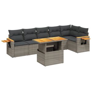 vidaXL 7-osaline aiadiivani komplekt patjadega, hall, pol&uuml;rotang