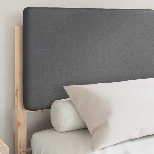 vidaXL Voodiraam Pehme Peatoega peaga Tumehall 150 x 200 cm Tahke m&auml;nd