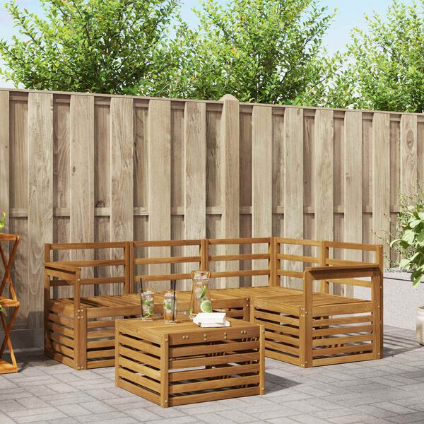 vidaXL V&auml;li diivanikomplekt 5 pcs Neutraalne Tugev akatsiapuu