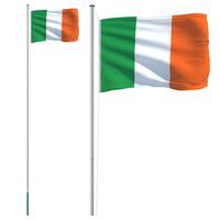 vidaXL Iirimaa lipp ja lipumast, 6,23 m, alumiinium