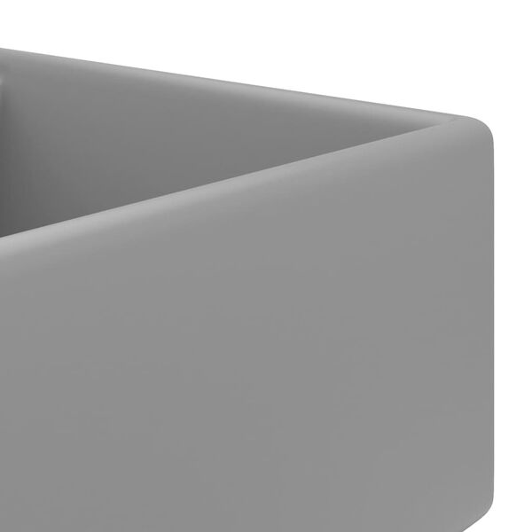 vidaXL valamu &uuml;levooluga, kandiline matt helehall 41x41 cm keraamiline