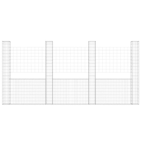 vidaXL U-kujuline gabioonkorv 4 postiga, raud, 380x20x200 cm