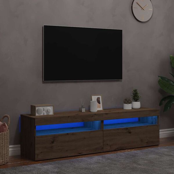vidaXL 2-osaline LED-tuledega telerikapi komplekt Artisan Oak