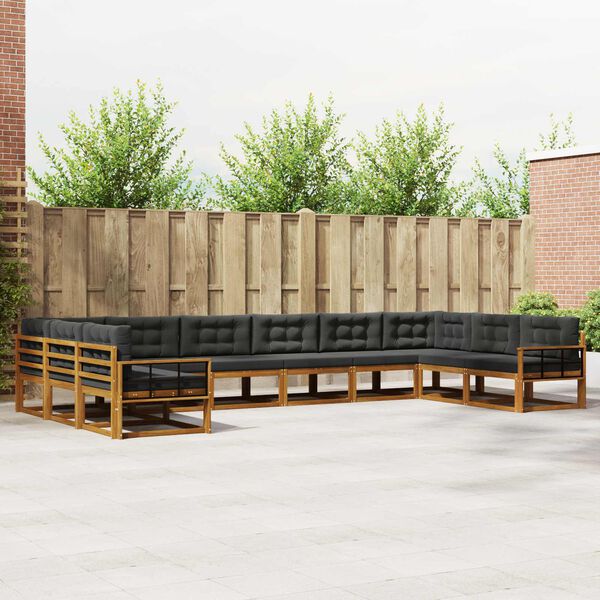 vidaXL V&auml;li diivanikomplekt padjaga 10 pcs Looduslik ja antriit