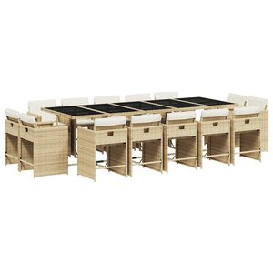 vidaXL 15-osaline aia s&ouml;&ouml;gim&ouml;&ouml;bli komplekt patjadega, beež, PE-rotang