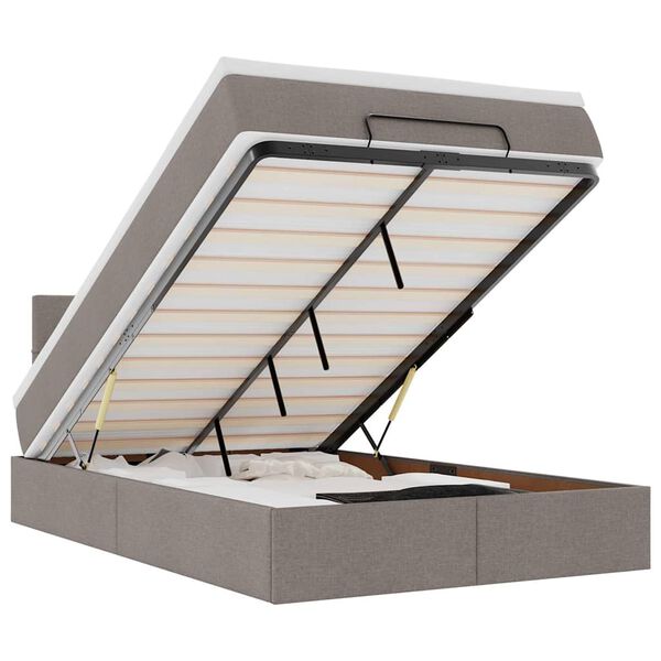 vidaXL Ottomani voodi madratsi ja LED, pruunikashall, 120x190cm kangas