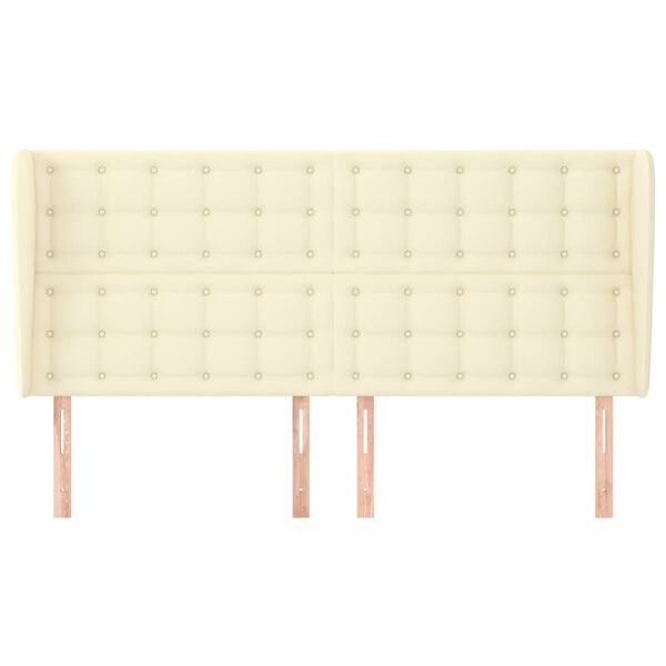 vidaXL voodipeats servadega, kreemjas, 163x23x118/128 cm, kunstnahk