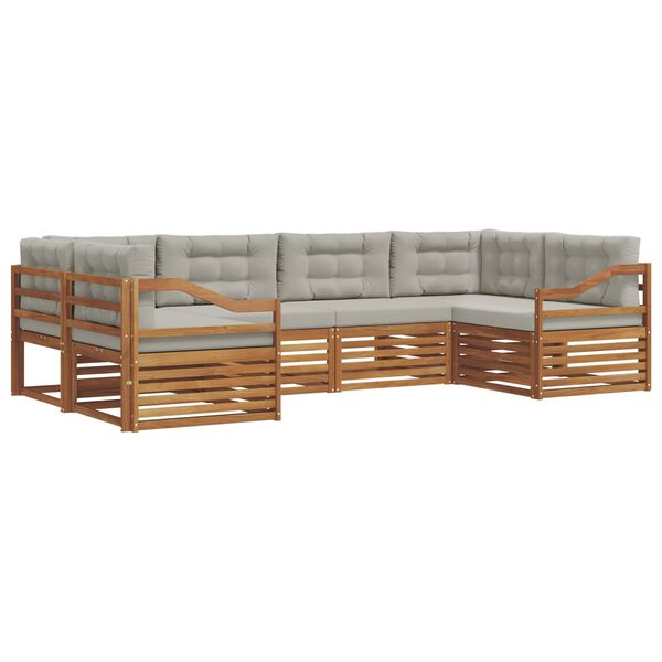 vidaXL Diivanikomplektid 6 pcs Looduslik ja Hele Hall Tugev akatsiapuu