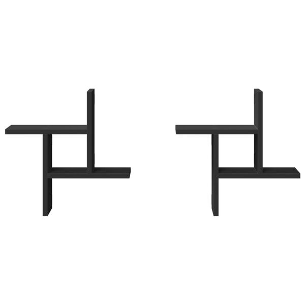 vidaXL seinariiulid 2 tk, must, 38x12x38 cm, tehispuit