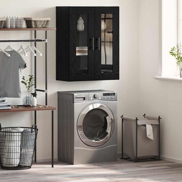 vidaXL Seinakapp Must tamm 69.5 x 34 x 90 cm Tehispuit