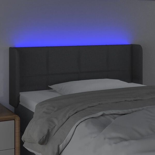 vidaXL LED-voodipeats, tumehall, 83x16x78/88 cm, kangas