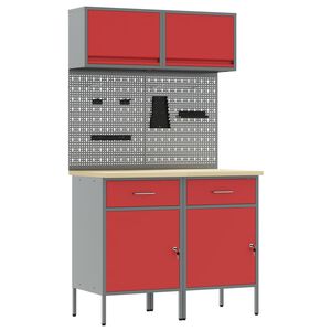 vidaXL T&ouml;&ouml;kappide komplekt sahtliga riiuliga lukuga 6 pcs Punane