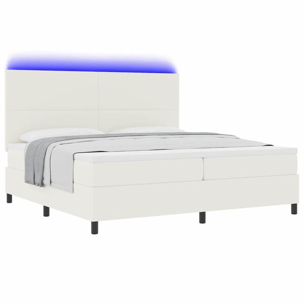 vidaXL LED Box Spring Voodi Kreem ja valge 200 x 200 cm Korter kangas