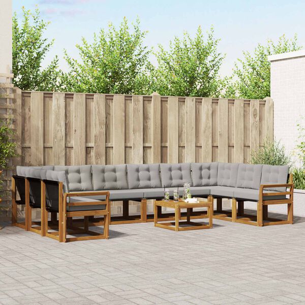 vidaXL V&auml;li diivanikomplekt padjaga 11 pcs Looduslik ja Hele Hall