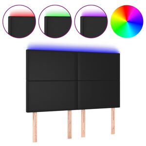 vidaXL LED-voodipeats, must, 144x5x118/128 cm, kunstnahk