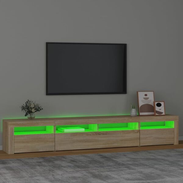 vidaXL telerialus LED-tuledega, Sonoma tamm, 240x35x40 cm