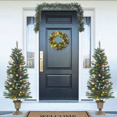 vidaXL 4-osaline jõulukaunistuse komplekt uksele, PVC