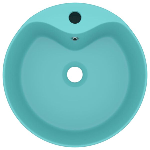 vidaXL valamu &uuml;levooluavaga matt roheline 36 x 13 cm keraamiline