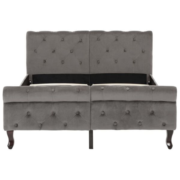 vidaXL voodiraam, hall, samet, 120 x 200 cm