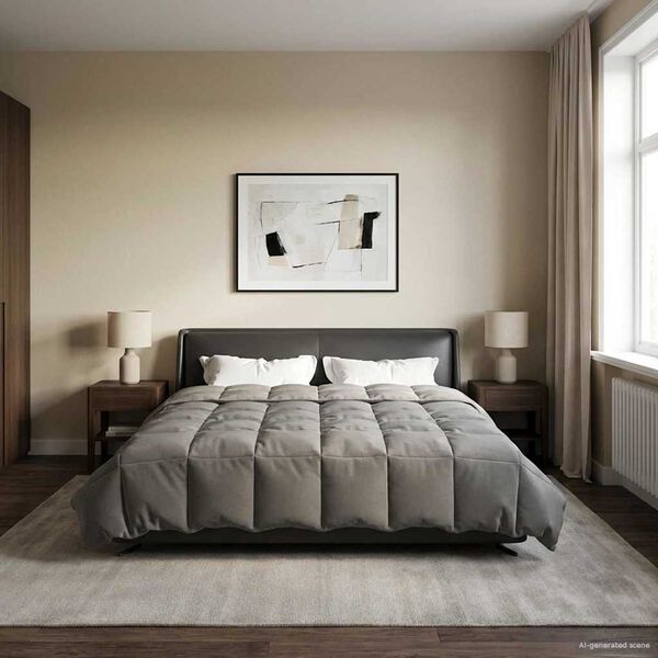 vidaXL T&auml;ispika aasta tekk Rapistatud Helehall 200 x 200 cm Mikrokiud