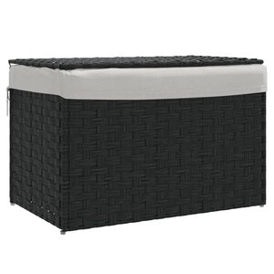 vidaXL kaanega pesukorv, must, 55,5 x 35 x 34 cm, pol&uuml;rotang