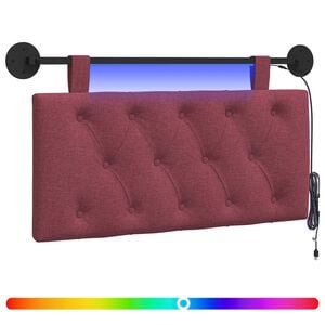 vidaXL Rippuv voodipeats LED-valgustusega Veinpunane kangas