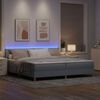 vidaXL LED Box Spring Voodi madratsiga Helehall 200 x 200 cm kangas