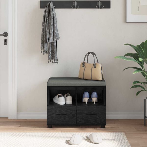 vidaXL Hallipink padjaga sahtliga Must tamm 60 x 38 x 46 cm