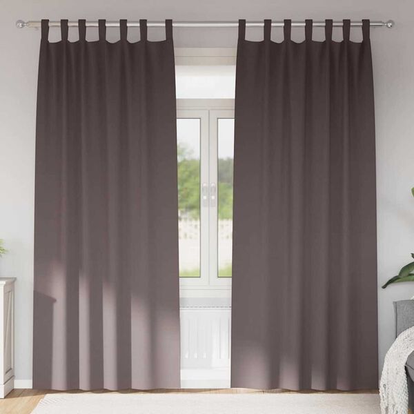 vidaXL Kardinad r&otilde;ngastega 2 pcs Tume pruun 225 x 140 cm Pol&uuml;ester