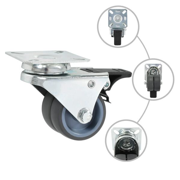 vidaXL 12 tk topelrattaga pöörlevad rattad 50 mm